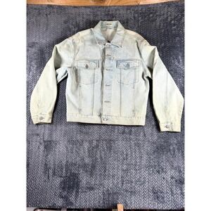 VTG Guess Trucker Jacket Mens S Blue Denim Long Sleeve Streetwear Button Front